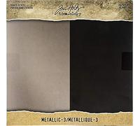 Tim Holtz Kraft-Stock Metallic 3 Gunmetal and Onyx 8X8, Papel, Metálico 3, Talla única, 36 Pack