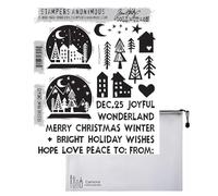 Tim Holtz Stampers Anonymous - Juego de sellos adhesivos con impresión festiva + bolsa de almacenamiento de malla Carnora, lanzamiento de septiembre de 2023 (CAR2CMS472)