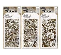 Tim Holtz Stencils Set Doodle Art 1 Doodle Art 2 and Bouquet 3 Item Bundle