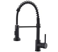 TIMACO Grifo de cocina con alcachofa giratoria 360°, grifo mezclador monomando para cocina, con muelle en espiral, color negro