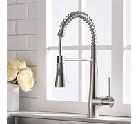 TIMACO Grifo de Cocina con Muelle Espiral, Rotación de 360°, Monomando, Grifo Mixto Frío Y Caliente, Níquel Cepillado