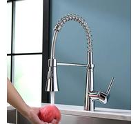 TIMACO Grifo de Cocina Cromado con Muelle en Espiral, Rotación de 360 °, Monomando, Grifo Mixto Caliente y Frío