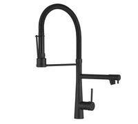 TIMACO Grifo de cocina grande con muelle en espiral, 22,36 cm, giratorio 360° con dos boquillas, grifo de cocina y pulverizador manual de alta presión, negro