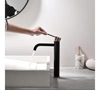 TIMACO Grifo de lavabo Grifo de baño Mezclador Monomando Grifo de baño Lavabo Baño Agua fría y caliente Presente, Negro y oro rosa