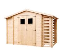TIMBELA M389+M389G Caseta de madera con leñera y trastero con suelo - 3,53 + 0,94 + 0,94 m2