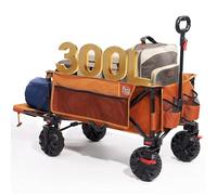 TIMBER RIDGE Carrito de Playa Plegable de 300 litros con Frenos y Portón Trasero Ajustable, Capacidad de 135 kg con Ruedas Anchas Desmontables para Acampar al Aire Libre, Jardín, Naranja