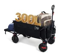 TIMBER RIDGE Carro de Playa Plegable XXXL con Portón Trasero 135 kg Carro Plegable Resistente con Ruedas Anchas Desmontables y asa Ajustable para Acampar al Aire Libre Jardín Compras Negro