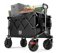 TIMBER RIDGE Carro Plegable Playa XXL de 250L/150 kg Carrito Transporte | carrito playa con ruedas grandes y frenos, carro transporte plegable con soporte para bebidas, para camping, compras, jardín