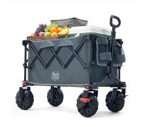 TIMBER RIDGE Carro plegable XXL de 200 l, neumáticos anchos con frenos, 150 kg, con soporte para bebidas, para camping, compras, jardín