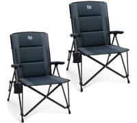 TIMBER RIDGE Silla de Camping Plegable Respaldo Alto XXL Asiento Ancho 55 cm Acolchada Capacidad de Carga de 150kg con Bolsillo Lateral para Camping Jardín Balcón