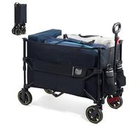 TIMBER RIDGE XXXL Carrito Plegable de Mayor Capacidad 225L Carrito de Playa Profundo con Bolsa de Cubierta Mango Ajustable Negro con Freno para Jardín Picnic Festival al Aire Libre Compras Carreta