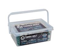 Timber Wolf Tornillos para madera para exteriores, 4 x 70 mm, bote de 200 unidades, color verde