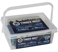 Timber Wolf Tornillos para madera para exteriores, 5 x 100 mm, bote de 100, color verde