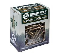 Timber Wolf TW40040 - Tornillos para madera, 4 x 40 mm, caja de 100, zinc y amarillo (dorado)