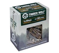 Timber Wolf TW40060 - Tornillos para madera, 4 x 60 mm, caja de 100, zinc y amarillo (dorado)