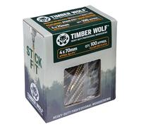 Timber Wolf TW40070 - Tornillos para madera, 4 x 70 mm, caja de 100, zinc y amarillo (dorado)