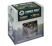Timber Wolf TW50050 - Tornillos para madera, 5 x 50 mm, caja de 100, zinc y amarillo (dorado)