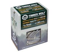 Timber Wolf TW50070 - Tornillos para madera, 5 x 70 mm, caja de 100, zinc y amarillo (dorado)