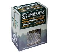 Timber Wolf TW50080 - Tornillos para madera, 5 x 80 mm, caja de 100, zinc y amarillo (dorado)