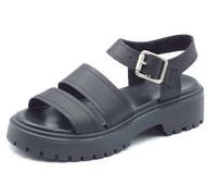 Timberland 0A2EJM Stone Street Backstrap Black Sandalias para mujer de piel negra, Negro , 36 EU