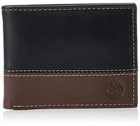 Timberland Leather Passcase Trifold Wallet Hybrid Cartera para Pasaporte, Negro/Coñac, Taille Unique para Hombre