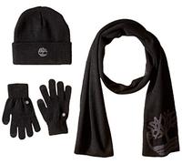 Timberland Juego de Regalo de Bufanda de Doble Capa, Gorro con puños y Guante mágico Accesorios de Invierno, Negro, Taille Unique para Hombre