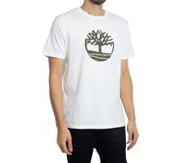 Timberland Hombre Camiseta con El Logotipo del Árbol Camuflado, White/Green, L