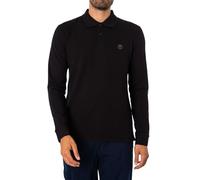 Timberland Hombre Polo Ajustado De Manga Larga con Logotipo Bordado, Black, M