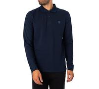 Timberland Hombre Polo Ajustado De Manga Larga con Logotipo Bordado, Navy, XL
