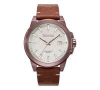 Timberland Mohegan Esfera Gris cálido Correa de Cuero Reloj analógico para Hombres, 46mm