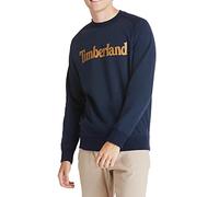 Timberland Northwood TFO Wordmark Logo Brushback Crew Neck Medium Grey Heather - Sudadera con Capucha para Hombre, 433 Azul Marino, XL