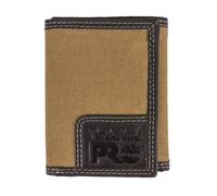 Timberland Pro Men's Canvas Leather RFID Trifold Wallet with Zippered Pocket, Khaki, One Size
