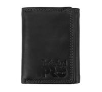 Timberland PRO Men's Leather RFID Trifold Wallet with ID Window, Black/Brandy, One Size