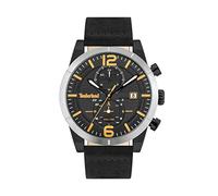 Timberland Sandisfield TDWGF2090102 - Reloj multifunción para hombre con esfera negra mate y correa de cuero negro, caja de 46 mm de diámetro, Esfera negra mate y correa de cuero negro, talla única,