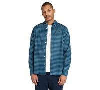 Timberland Stretch Poplin Gingham Shirt Dark Denim Talla: S | Camisas Casuales Outlet | Hombre | Azul