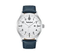 Timberland Trumbull - Reloj de pulsera analógico de cuarzo con correa de piel para hombre, diámetro de caja de 45 mm, color blanco y azul