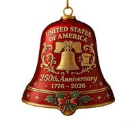 Timbre acrílico del 250 aniversario para decoración del árbol de Navidad, honrando la historia con diseño patriótico y estilo de péndulo para casas de vacaciones (rojo)
