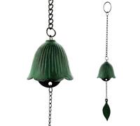 Timbre Antiguo Timbre retro de hierro fundido, carillón de viento colgante, decoración de hoja de metal, campana for jardín al aire libre(Green)