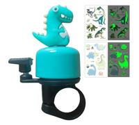 Timbre Bicicleta Infantil con 2 Pegatinas Luminosas de Dinosaurio, Bocina para Bicicleta de Niños y Niñas, Timbre Fuerte y Claro para Patinete, Triciclo y Bici de Equilibrio, Verde