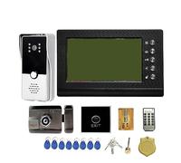 Timbre Cámara Intercomunicador Con Cerradura Eléctrica, Fuente De Alimentación 3A, Control Acceso Remoto, Sistema Seguridad For El Hogar, Videoportero Cable 7 Pulgadas For Villa(With Lock Kit)