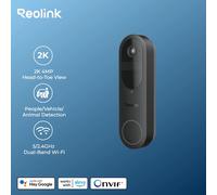 Timbre con batería Reolink 2K, timbre inalámbrico WiFi para exteriores, batería/alimentación con cable, cifrado de almacenamiento a través del concentrador doméstico, sin timbre White Doorbell
