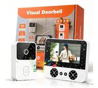 Timbre con Cámara Pantalla 4,3 Pulgadas, Gran Angular 80°, Timbre Inalámbrico Exterior Impermeable 1080p HD, Videoportero Inalámbrico Infrarrojo Noche, Audio Bidireccional, IP65, sin WiFi Ni APP