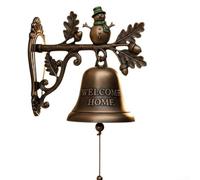 Timbre de bienvenida de Navidad, metal resistente a la intemperie, acabado de bronce rústico, diseños caprichosos de pingüino/reno/muñeco de nieve/Papá Noel, 10 cm, decoración del hogar de vacaciones