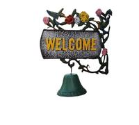 Timbre de bienvenida para montar en la pared, Timbre de mano doble cara hierro fundido, campana cena montada en la pared, colgante