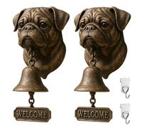 Timbre De Bienvenida Para Pastor Alemán, West Highland White Terrier, Dóberman, Vintage, Con Forma De Cabeza De Carlino Para Jardín(Pug,2PCS)