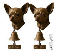 Timbre De Bienvenida Para Pastor Alemán, West Highland White Terrier, Dóberman, Vintage, Con Forma De Cabeza De Carlino Para Jardín(Chihuahua,2PCS)