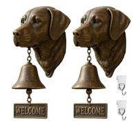 Timbre De Bienvenida Para Pastor Alemán, West Highland White Terrier, Dóberman, Vintage, Con Forma De Cabeza De Carlino Para Jardín(Labrador Retriever,2PCS)
