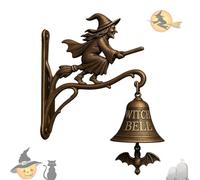 Timbre De Bruja Vintage De Halloween, Campanas De Bruja Montadas En La Pared con Escoba, Timbre De Puerta Colgante, DecoracióN para Exterior, Entrada, Pasillo, Casa De Campo, DecoracióN De Pared-A