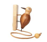 Timbre de entrada hecho a mano con pájaro carpintero, timbre de madera tallada, timbre vintage creativo, acento artístico de puerta antiguo, campana de felicitación frontal para exhibición de entrada