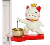 Timbre de gato de la suerte, timbre creativo,Cuelga la campana de la puerta de la decoración - Atrae riqueza Carillón de puerta delicioso, campana de comerciante adhesiva, puerta decorativa colgante